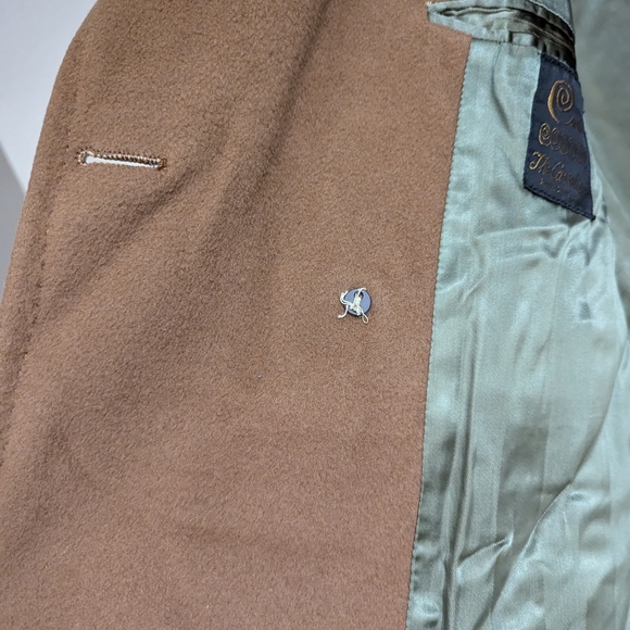 Men's Double-Breasted Brown Coat Curlee Wool, Car Coat, Vintage - Picture 12 of 14